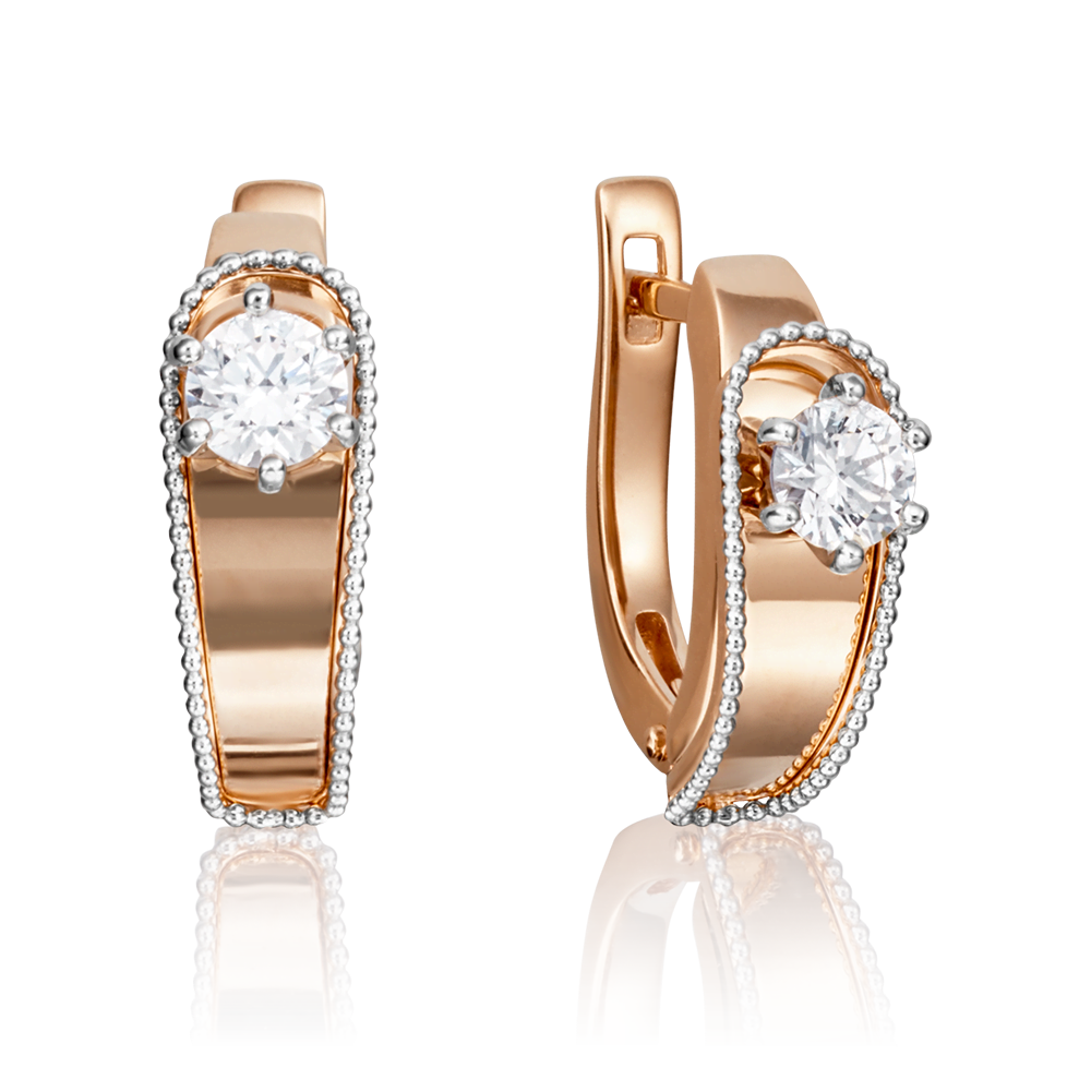 Серьги с английским замком из комбинированного золота с бриллиантом 02-4231-00-101-1111-30