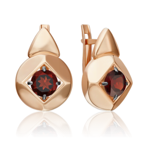 Серьги с английским замком из красного золота с гранатом 02-5395-00-204-1110