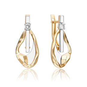 Серьги с английским замком из комбинированного золота с натуральным топазом white 02-5024-00-201-1121