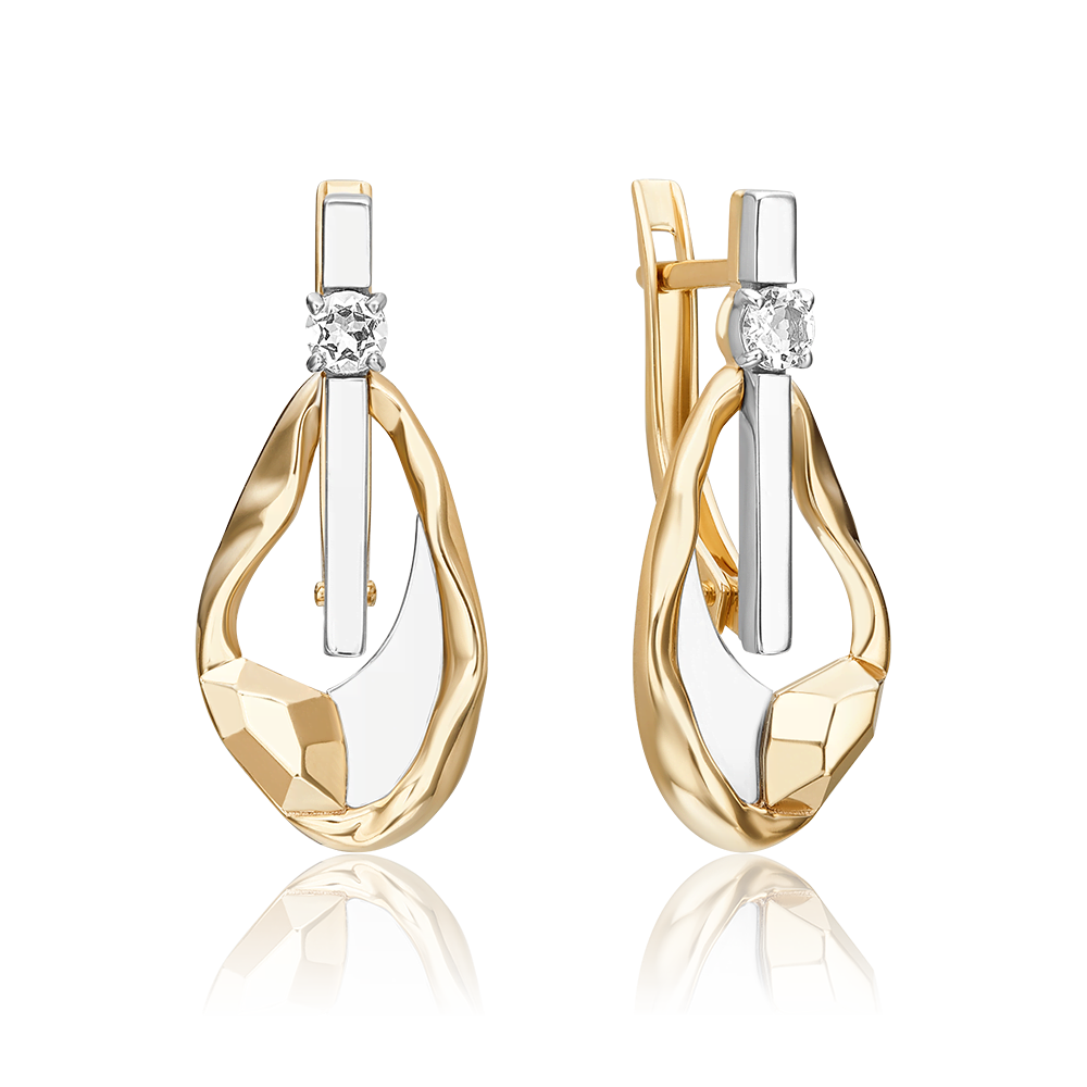 Серьги с английским замком из комбинированного золота с натуральным топазом white 02-5024-00-201-1121