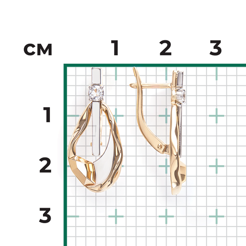 Серьги с английским замком из комбинированного золота с натуральным топазом white 02-5024-00-201-1121