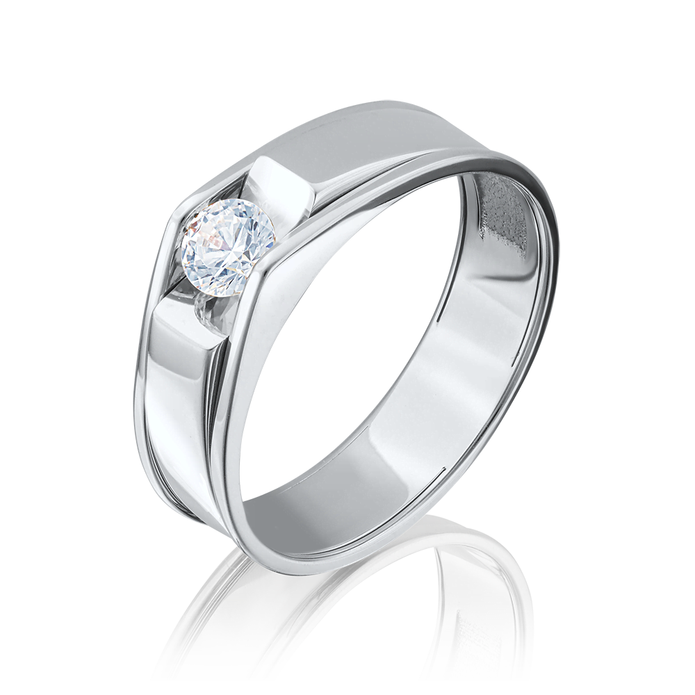 Кольцо из белого золота с фианитом 01-5075-00-401-1120