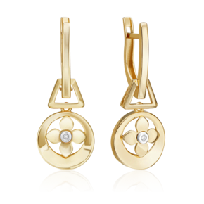 Серьги с английским замком из комбинированного золота с бриллиантом 02-5008-00-101-1121