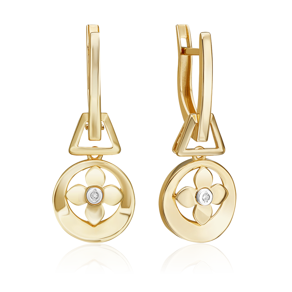 Серьги с английским замком из комбинированного золота с бриллиантом 02-5008-00-101-1121