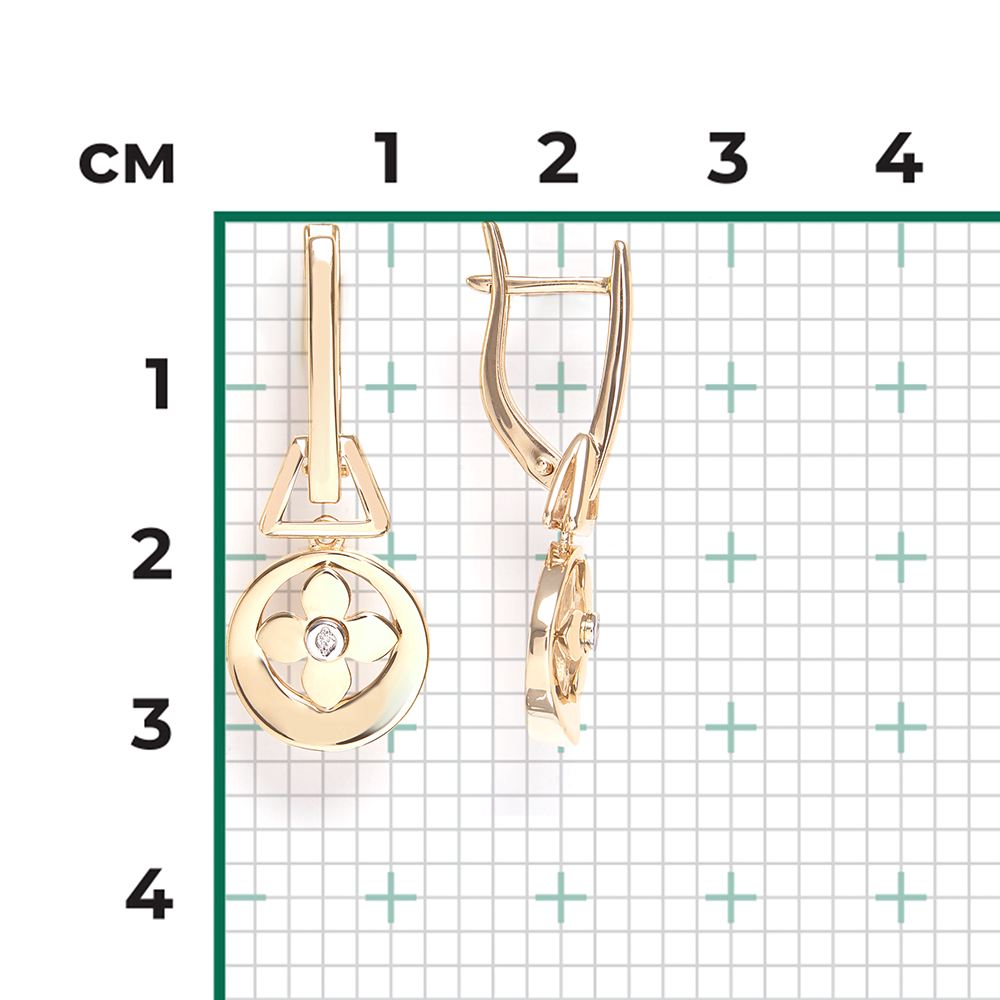 Серьги с английским замком из комбинированного золота с бриллиантом 02-5008-00-101-1121