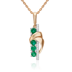 Подвеска из комбинированного золота с изумрудами и бриллиантами