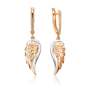 Серьги «Крылья Амура» с английским замком из красного золота 02-5431-00-000-1110