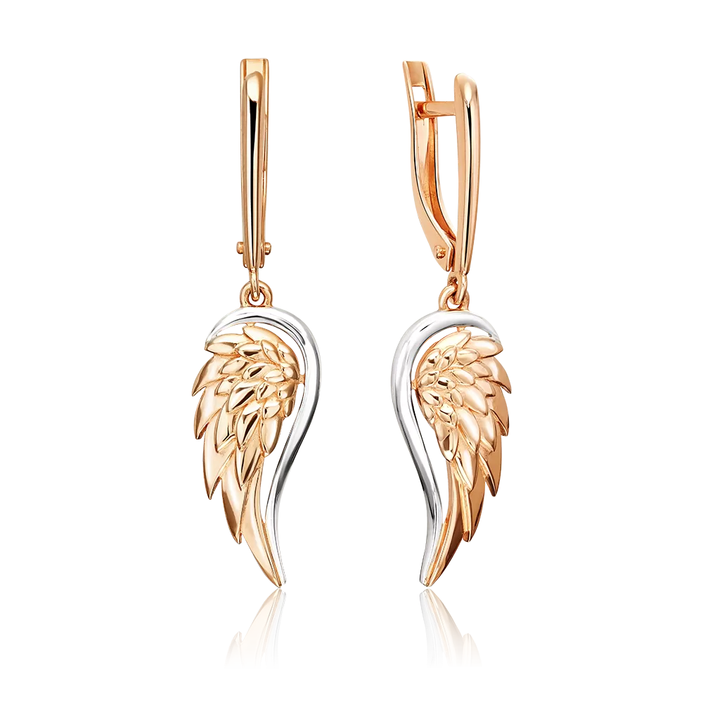 Серьги «Крылья Амура» с английским замком из красного золота 02-5431-00-000-1110