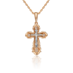 Православный крест из комбинированного золота 03-3157-00-000-1111-42