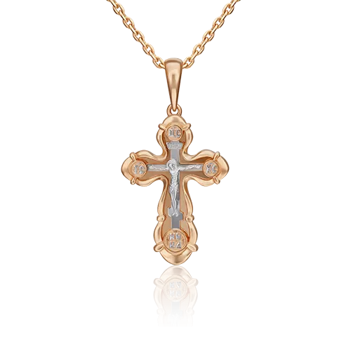 Православный крест из комбинированного золота 03-3157-00-000-1111-42