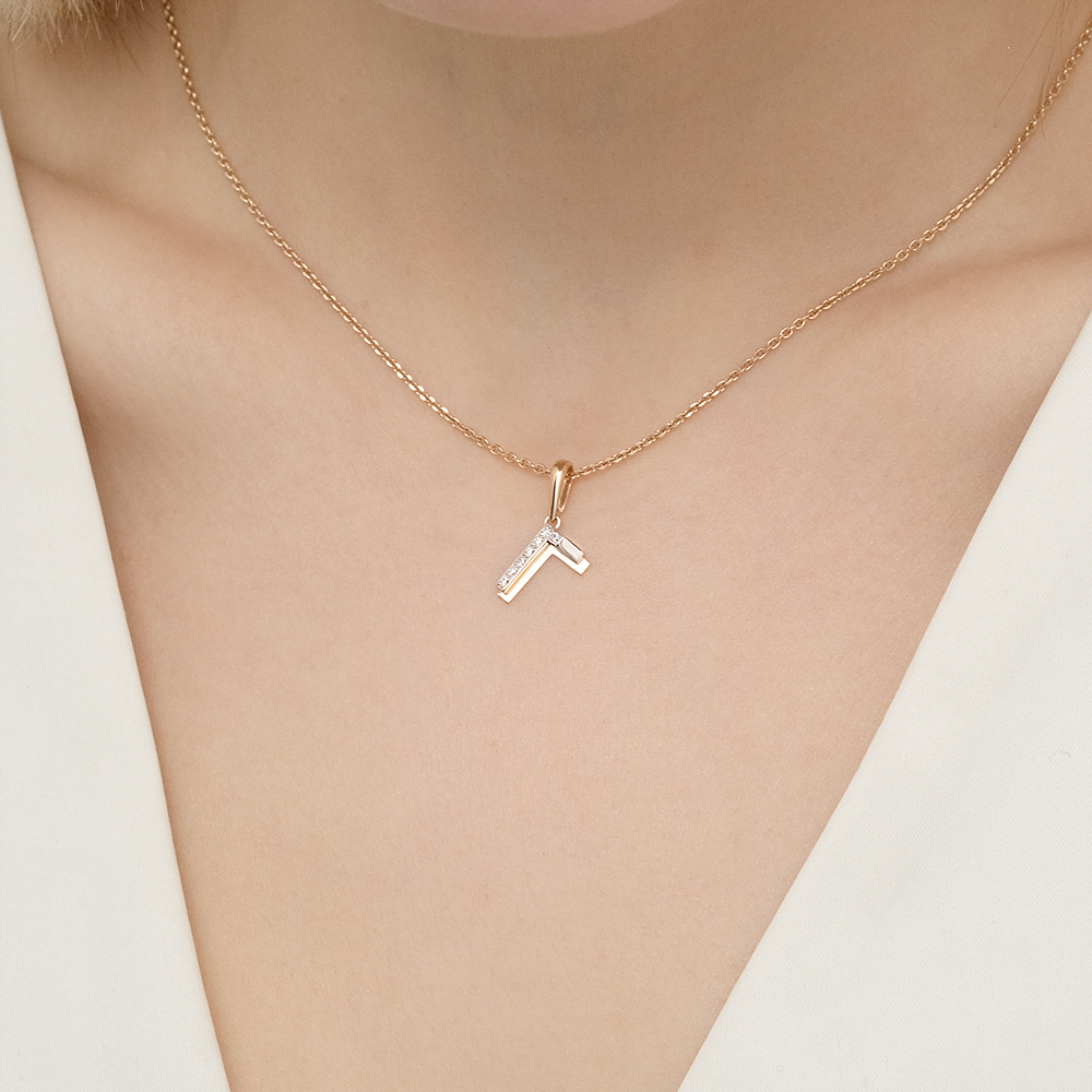 Подвеска «Буква Г» из комбинированного золота с фианитами 03-3418-Г-401-1111