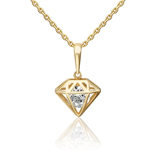 Подвеска «Бриллиант» из лимонного золота с фианитом 03-3080-00-401-1130