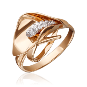 Кольцо «Калла» из красного золота с фианитами 01-5227-00-401-1110-23