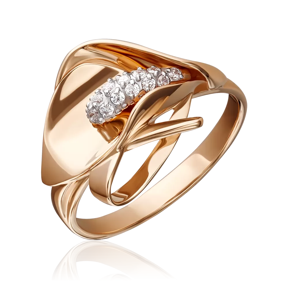 Кольцо «Калла» из красного золота с фианитами 01-5227-00-401-1110-23