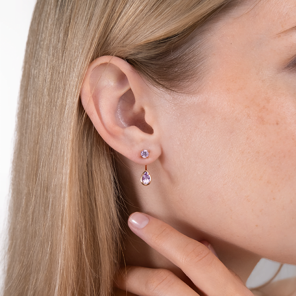 Серьги-джекеты из красного золота с аметистами 02-5394-00-203-1110