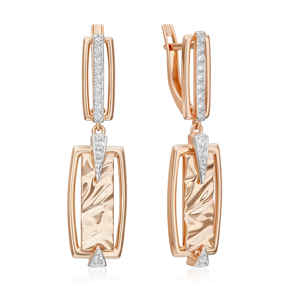 Серьги «Впечатление» с английским замком из комбинированного золота с натуральными топазами white 02-5097-00-201-1111