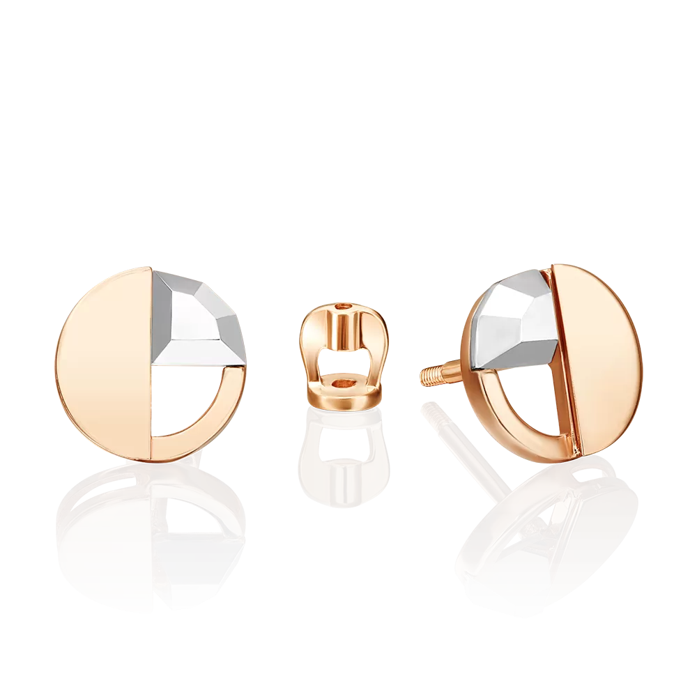 Серьги-пусеты из комбинированного золота 02-5054-00-000-1111