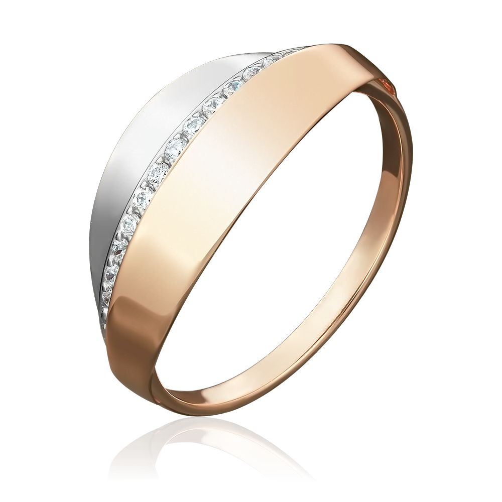 Кольцо из комбинированного золота с фианитами 01-5019-00-401-1111-03