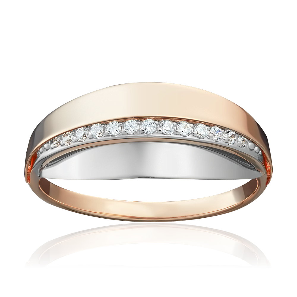 Кольцо из комбинированного золота с фианитами 01-5019-00-401-1111-03