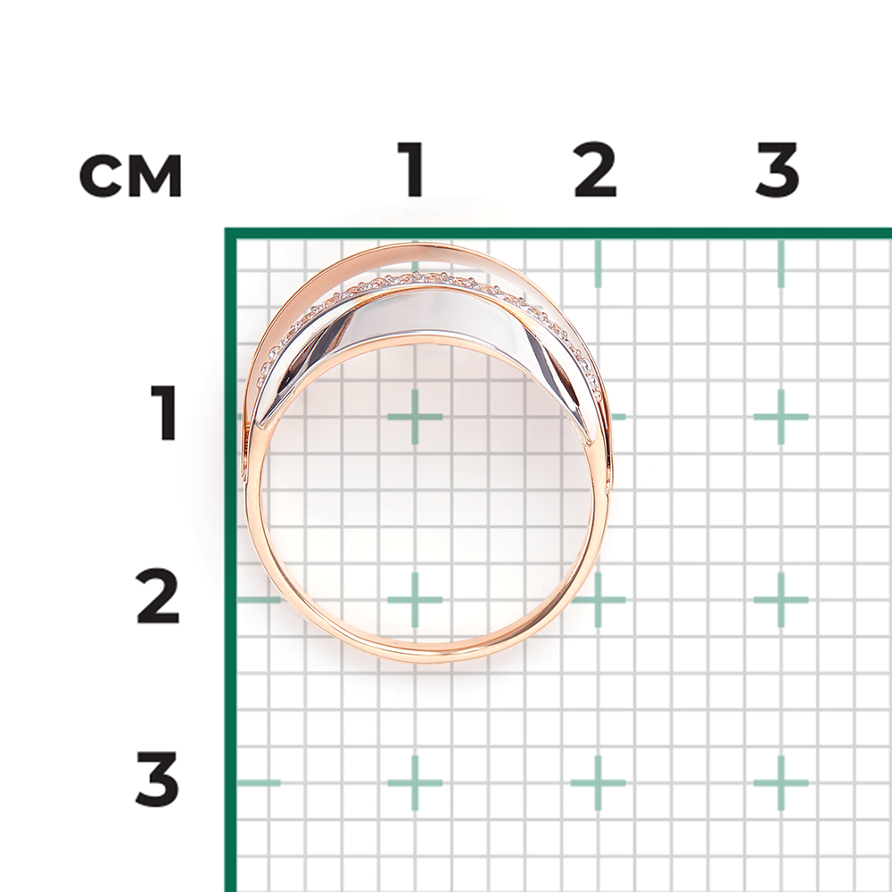 Кольцо из комбинированного золота с фианитами 01-5019-00-401-1111-03
