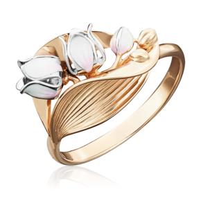 Кольцо «Ландыш» из комбинированного золота с эмалью 01-5021-00-000-1111-59