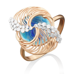 Кольцо «Волна» из красного золота с эмалью 01-5024-00-000-1110-48