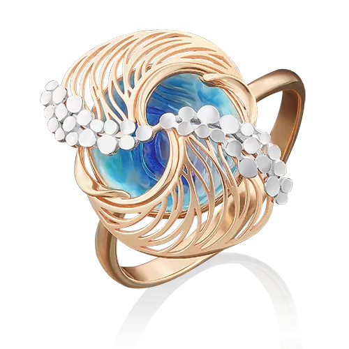 Кольцо «Волна» из красного золота с эмалью 01-5024-00-000-1110-48