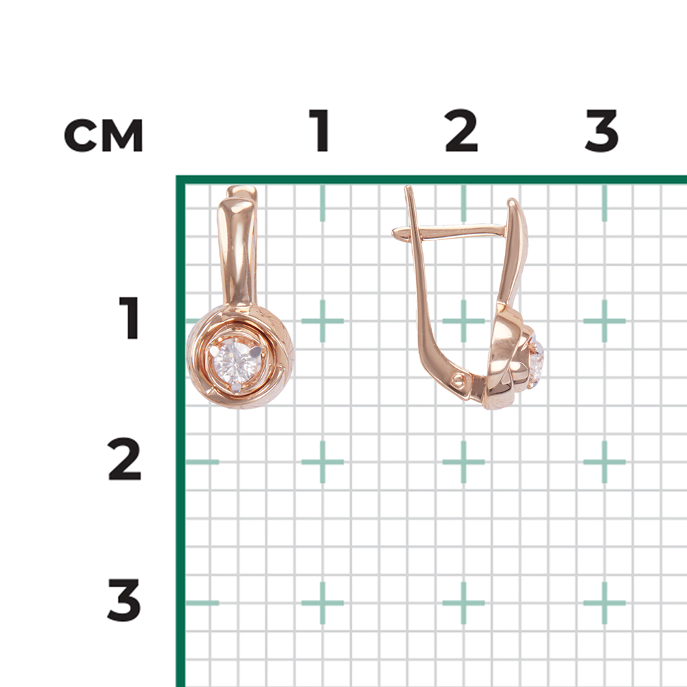 Серьги «Бутоны» с английским замком из красного золота с бриллиантом 02-3924-00-101-1110-30