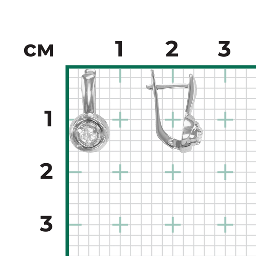 Серьги «Бутоны» с английским замком из белого золота с бриллиантом 02-3924-00-101-1120-30