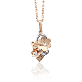 Подвеска «Цветы» из красного золота с фианитами 03-2664-00-401-1110-48