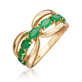 Кольцо из красного золота с изумрудами 01-5865-00-103-1110