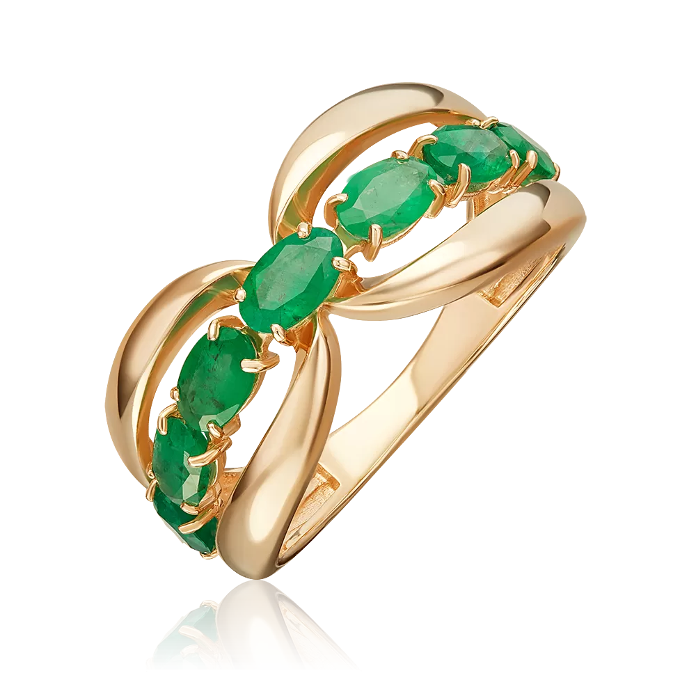 Кольцо из красного золота с изумрудами 01-5865-00-103-1110