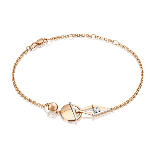 Браслет «Контрасты» из комбинированного золота с натуральным топазом white 05-0705-00-201-1111