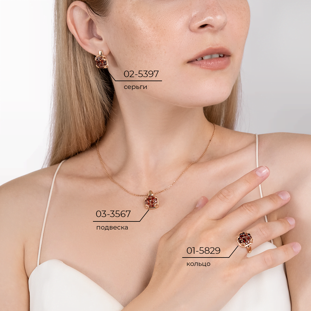 Серьги с английским замком из красного золота с гранатами 02-5397-00-204-1110