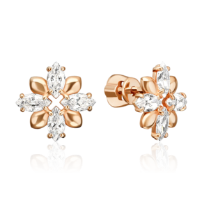 Серьги-пусеты из красного золота с фианитами 02-5585-00-401-1110