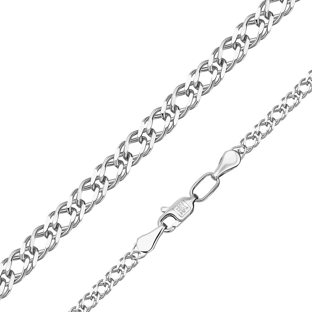 Цепь из белого золота с алмазной гранью (плетение «Двойной ромб») 21-0311-045-1120-17