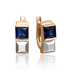Серьги с английским замком из комбинированного золота с сапфиром 02-4246-00-102-1111-30