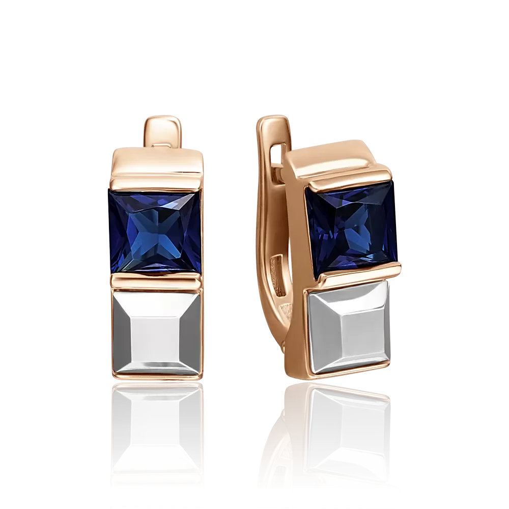 Серьги с английским замком из комбинированного золота с сапфиром 02-4246-00-102-1111-30