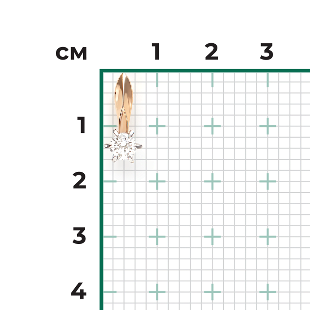 Подвеска из комбинированного золота с бриллиантом 03-0154-00-101-1111-30