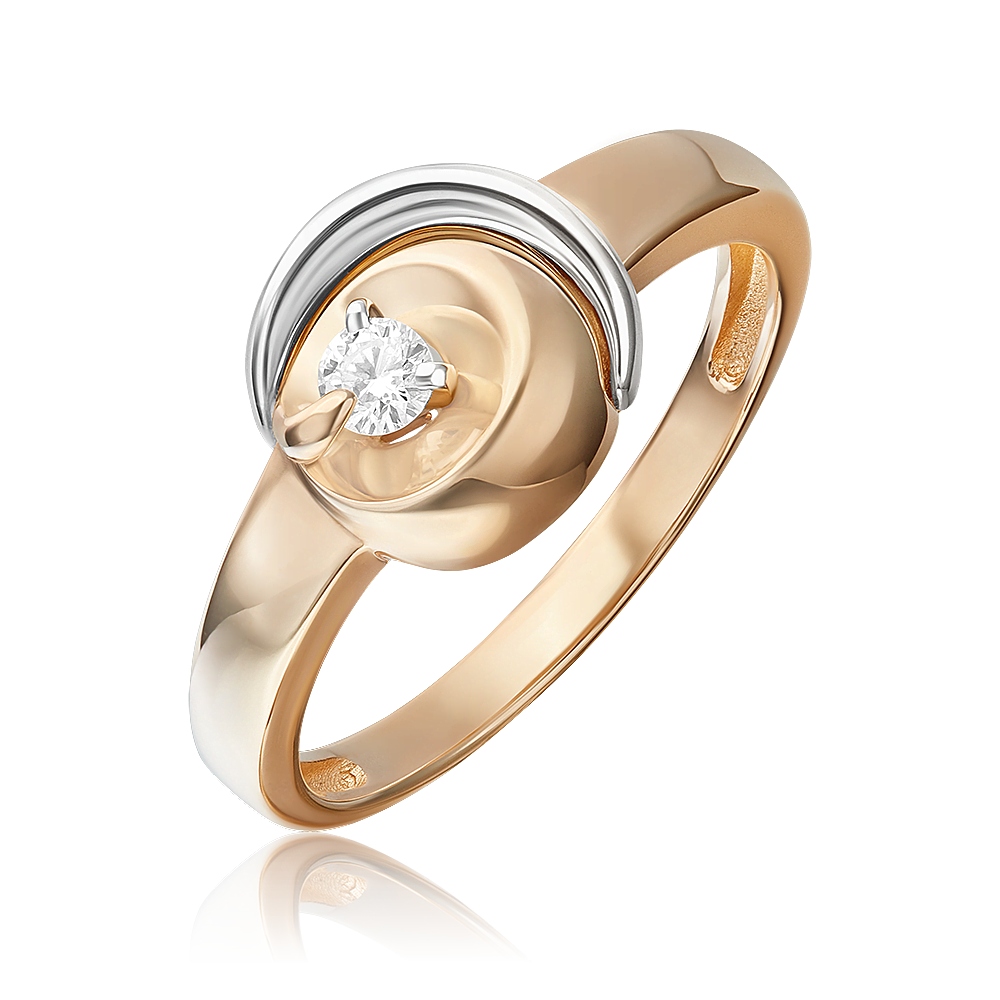 Кольцо из комбинированного золота с бриллиантом 01-5752-00-101-1111
