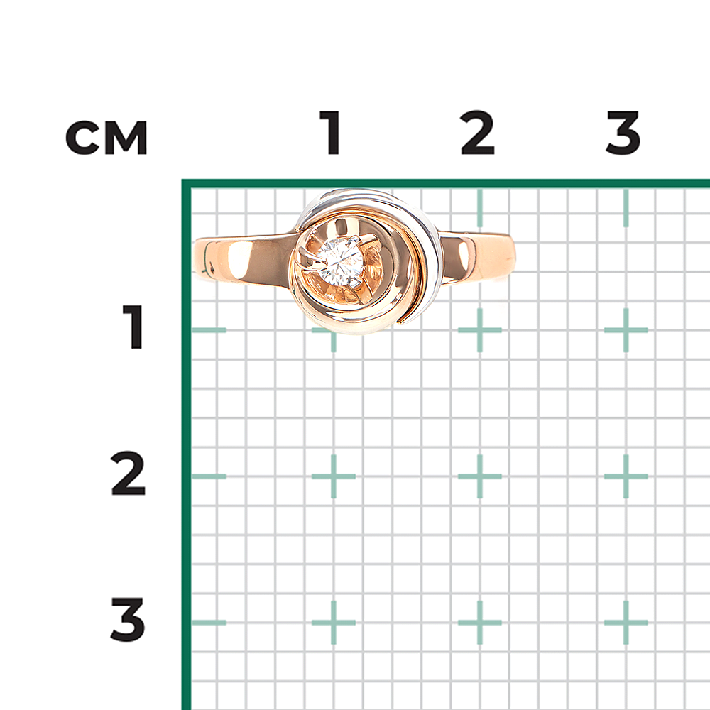 Кольцо из комбинированного золота с бриллиантом 01-5752-00-101-1111