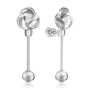 Серьги-пусеты из белого золота с бриллиантами 02-5012-00-101-1120