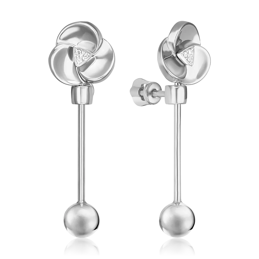 Серьги-пусеты из белого золота с бриллиантами 02-5012-00-101-1120