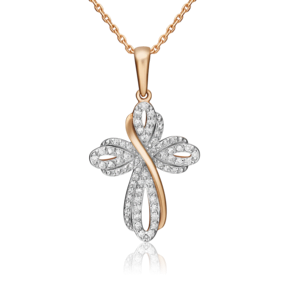 Декоративный крест из красного золота с бриллиантами 03-0444-00-101-1110-30