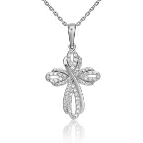 Декоративный крест из белого золота с бриллиантами