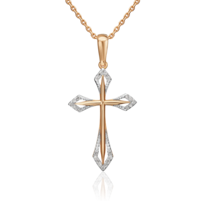 Декоративный крест из красного золота с бриллиантами 03-0448-00-101-1110-30