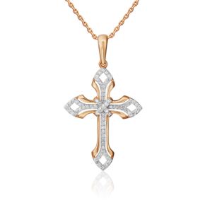 Декоративный крест из красного золота с бриллиантами 03-0450-00-101-1110-30