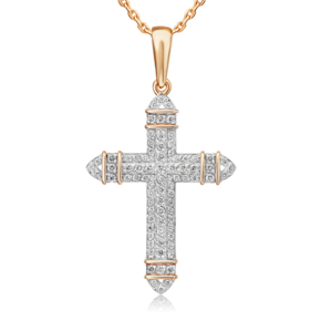 Декоративный крест из красного золота с бриллиантами 03-0454-00-101-1110-30