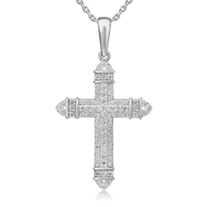Декоративный крест из белого золота с бриллиантами