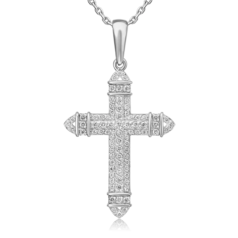 Декоративный крест из белого золота с бриллиантами 03-0455-00-101-1120-30